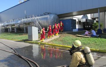 Подача воды для осаждения паров аммиака, оказание помощи пострадавшему на ГСБ, выдвижение спасателей в аварийный цех для устранения аварии
